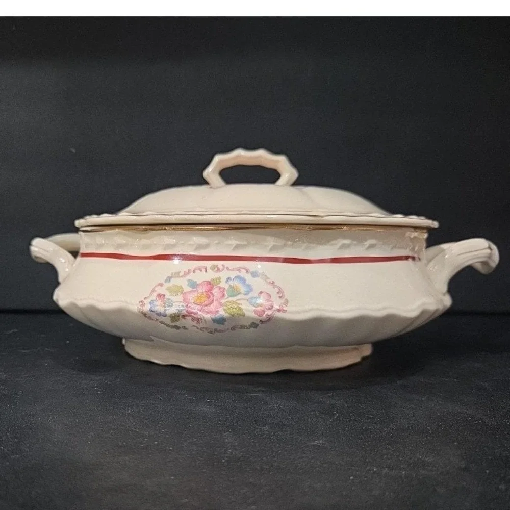 Crooksville China‎ Soup Tureen #645, Vintage Lidded Serving Bowl, Vegetable Dish